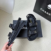 Kitlife Chanel Grained Calfskin Velcro Dad Sandals Black  - 3