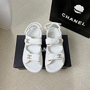 Kitlife Chanel Grained Calfskin Velcro Dad Sandals White - 1