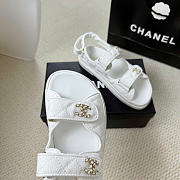 Kitlife Chanel Grained Calfskin Velcro Dad Sandals White - 6