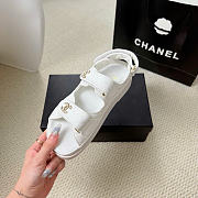 Kitlife Chanel Grained Calfskin Velcro Dad Sandals White - 5