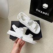 Kitlife Chanel Grained Calfskin Velcro Dad Sandals White - 3
