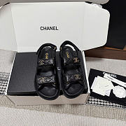 Kitlife Chanel Lambskin Quilted Velcro Dad Sandal Black - 1