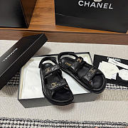Kitlife Chanel Lambskin Quilted Velcro Dad Sandal Black - 2