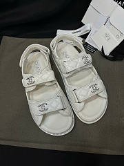 Kitlife Chanel Lambskin Quilted Velcro Dad Sandal White - 1