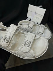 Kitlife Chanel Lambskin Quilted Velcro Dad Sandal White - 5