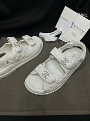 Kitlife Chanel Lambskin Quilted Velcro Dad Sandal White - 4