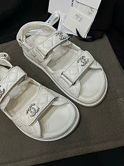 Kitlife Chanel Lambskin Quilted Velcro Dad Sandal White - 3