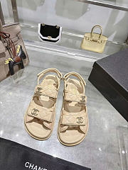 Kitlife Chanel Lambskin Quilted Velcro Dad Sandal Begie - 1