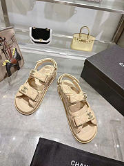 Kitlife Chanel Lambskin Quilted Velcro Dad Sandal Begie - 6