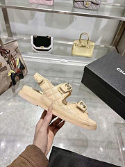 Kitlife Chanel Lambskin Quilted Velcro Dad Sandal Begie - 5