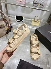 Kitlife Chanel Lambskin Quilted Velcro Dad Sandal Begie - 4