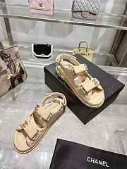 Kitlife Chanel Lambskin Quilted Velcro Dad Sandal Begie - 3