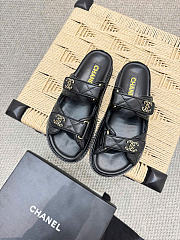 Kitlife Chanel Lambskin Quilted Velcro Dad Chain CC Slide Sandals Black - 1