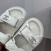 Kitlife Chanel Lambskin Quilted Velcro Dad Chain CC Slide Sandals White - 4