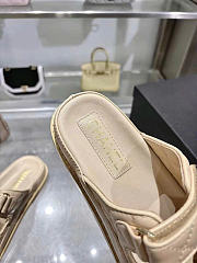 Kitlife Chanel Lambskin Quilted Velcro Dad Chain CC Slide Sandals Beige  - 5