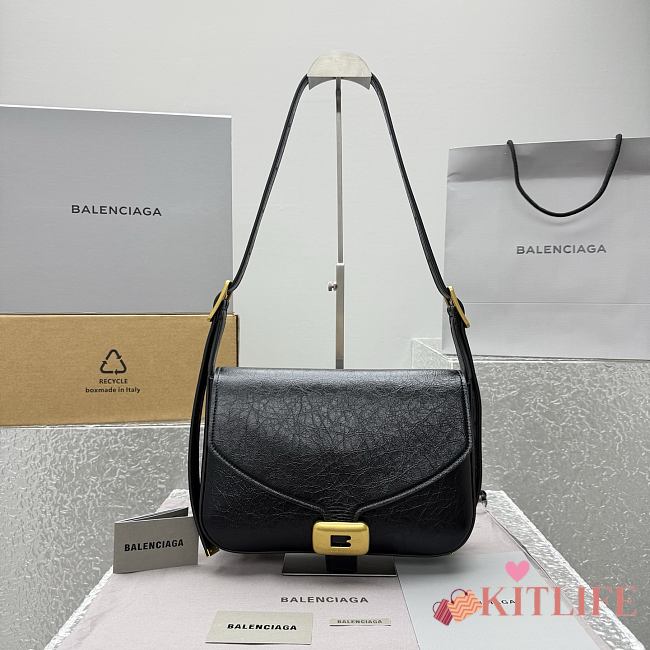 Kitlife Balenciaga Women's Clicca Shoulder Bag Medium in Black 92408 29x20x10cm - 1