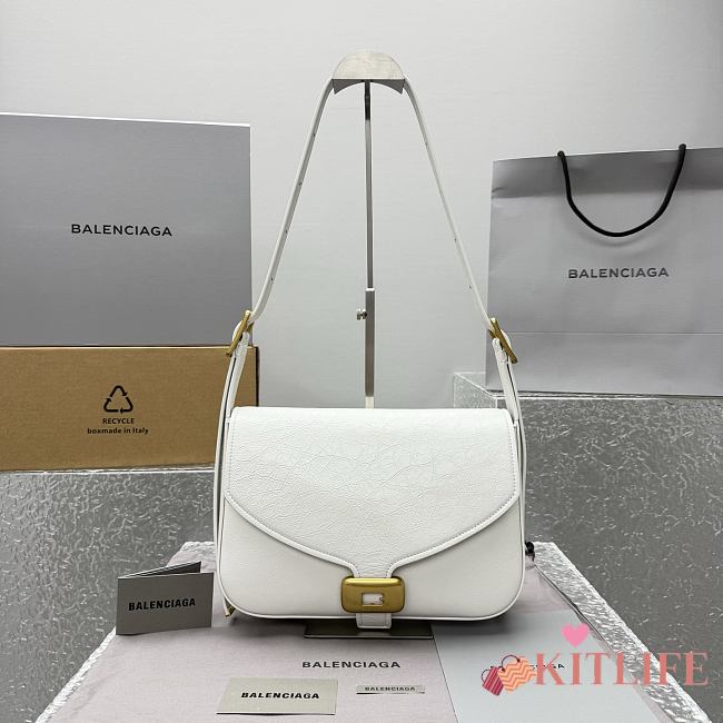 Kitlife Balenciaga Women's Clicca Shoulder Bag Medium in White 92408 29x20x10cm  - 1