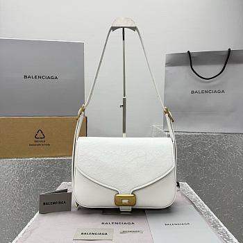 Kitlife Balenciaga Women's Clicca Shoulder Bag Medium in White 92408 29x20x10cm 
