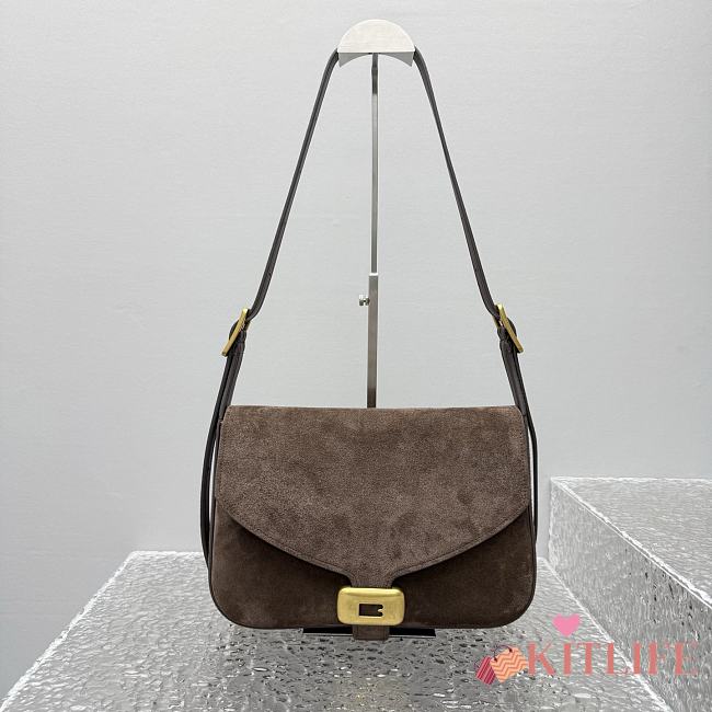 Kitlife Balenciaga Women's Clicca Shoulder Bag Medium in Brown Suede 92408 29x20x10cm  - 1
