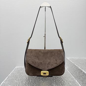 Kitlife Balenciaga Women's Clicca Shoulder Bag Medium in Brown Suede 92408 29x20x10cm 