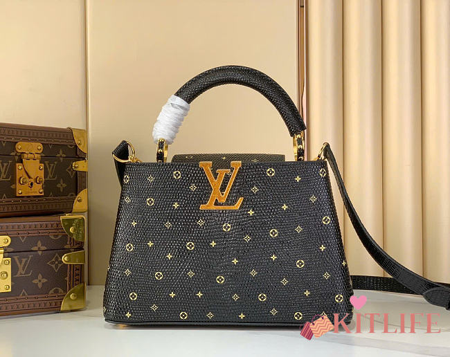 Kitlife Louis Vuitton Lizard Capucines Mini Black Bag N48865 27x18x9cm - 1