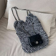 Kitlife Chanel Tweed Bucket Drawstring Bag Grey & Black 30x40x60cm - 1