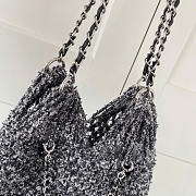 Kitlife Chanel Tweed Bucket Drawstring Bag Grey & Black 30x40x60cm - 4