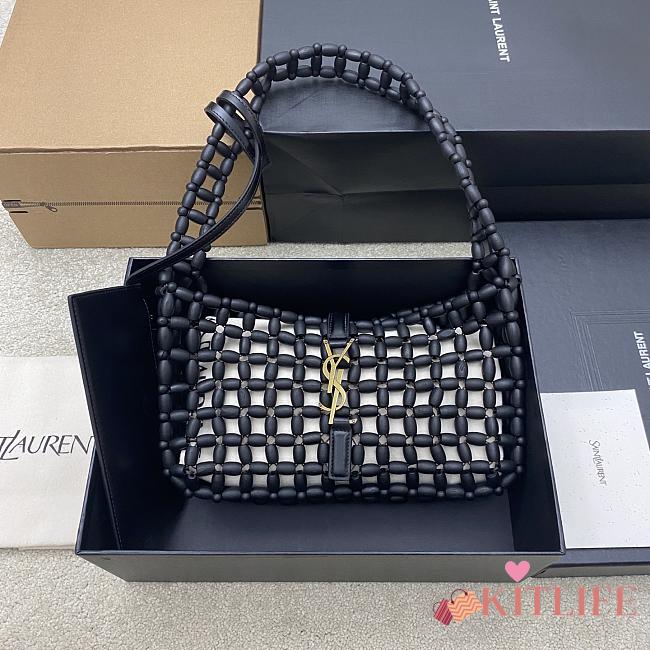 Kitlife Saint Laurent LE 5 À 7 In Wood Beads Bag Black 657228 23x16x6.5cm  - 1