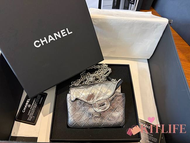 Kitlife Chanel 26S Silver 2.55 Reissue Crumpled Calfskin Leather Bag 20cm - 1