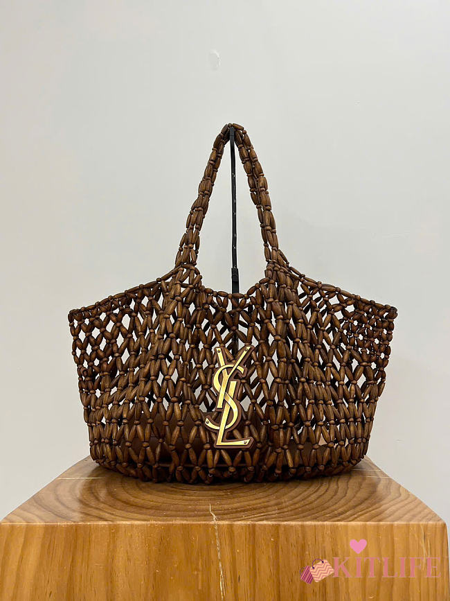 Kitlife Saint Laurent Icare Medium In Wood Beads Bag 862071 31/46×28×16cm - 1