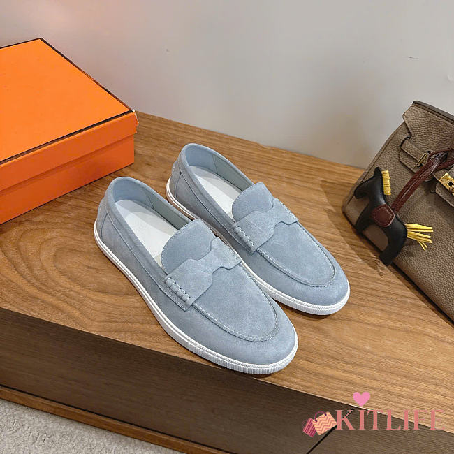 Kitlife Hermes Men Job Loafer Light Blue Gray  - 1