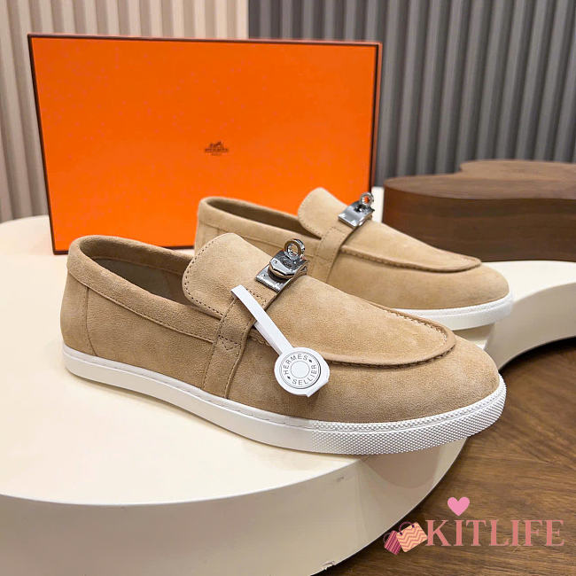 Kitlife Hermes Men Mind Loafers Beige - 1