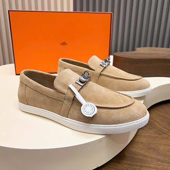Kitlife Hermes Men Mind Loafers Beige