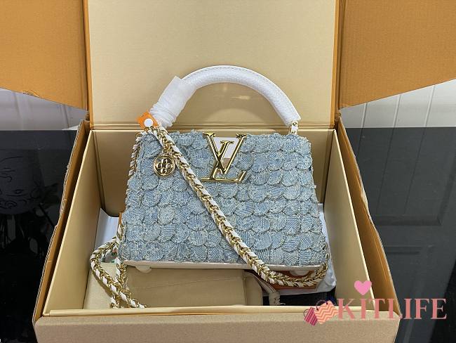 Kitlife Louis Vuitton Capucines Mini Bag Blue Denim M28305 21x13.6x8cm - 1