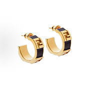 Kitlife Fendi Logo Earrings Black & Gold  - 1