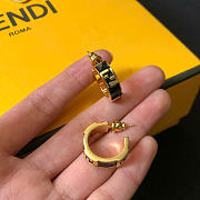 Kitlife Fendi Logo Earrings Black & Gold  - 3