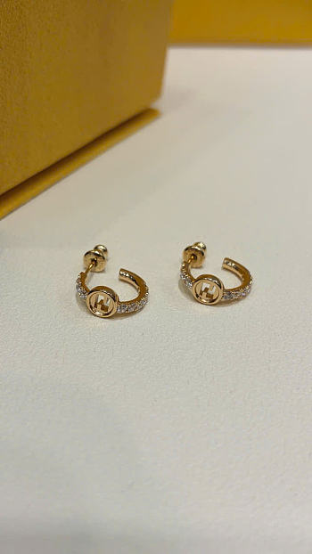 Kitlife Fendi Double F Logo Rhinestone Crystal Earrings