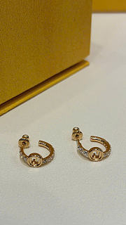 Kitlife Fendi Double F Logo Rhinestone Crystal Earrings - 3