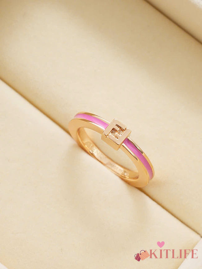 Kitlife Fendi Ring Pink & Gold - 1