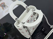 Kitlife Dior Mini Lady Dior Bag with Chain White Cannage Lambskin Embroidered with Multicolor Doves & Roses Motif  M0505 17×15×7cm - 2