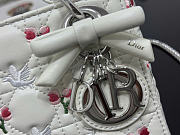 Kitlife Dior Mini Lady Dior Bag with Chain White Cannage Lambskin Embroidered with Multicolor Doves & Roses Motif  M0505 17×15×7cm - 3