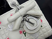 Kitlife Dior Lady D-Joy Mini Bag with Chain White Cannage Lambskin Embroidered with Multicolor Doves & Roses Motif  S0910 16x9x5cm - 3