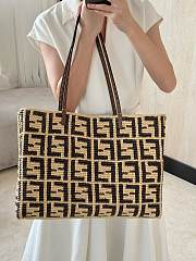 Kitlife Fendi Roll Raffia Tote Bag Brown 8659L 35x19x31cm - 1