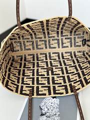 Kitlife Fendi Roll Raffia Tote Bag Brown 8659L 35x19x31cm - 3