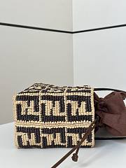 Kitlife Fendi Borsa Tote Roll Piccola In Brown Rafia Bag 8659s 23x15x19cm - 4