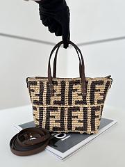Kitlife Fendi Mini Roll In Brown Raffia Bag 8655B 15.5x11x13cm  - 1