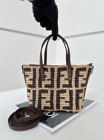 Kitlife Fendi Mini Roll In Brown Raffia Bag 8655B 15.5x11x13cm 