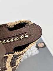 Kitlife Fendi Mini Roll In Brown Raffia Bag 8655B 15.5x11x13cm  - 2