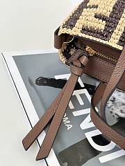 Kitlife Fendi Mini Roll In Brown Raffia Bag 8655B 15.5x11x13cm  - 6