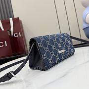 Kitlife Gucci Small Pouch With Strap & Gucci Plaque Dark Blue Denim A002KG 19x10x8cm - 6
